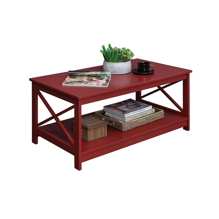 Coffee Table in Cranberry Red Matte with Two Tier Storage