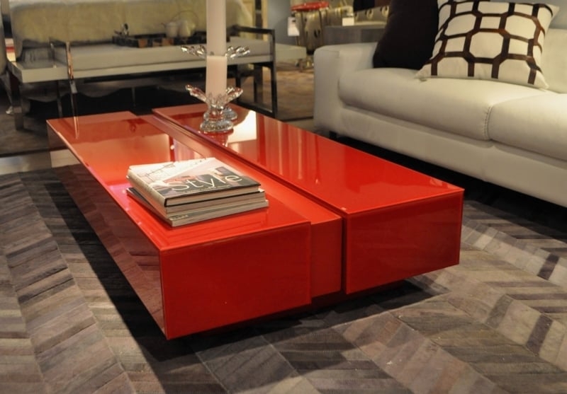 Coffee Table in Scarlet High Gloss with Tiered Blocks