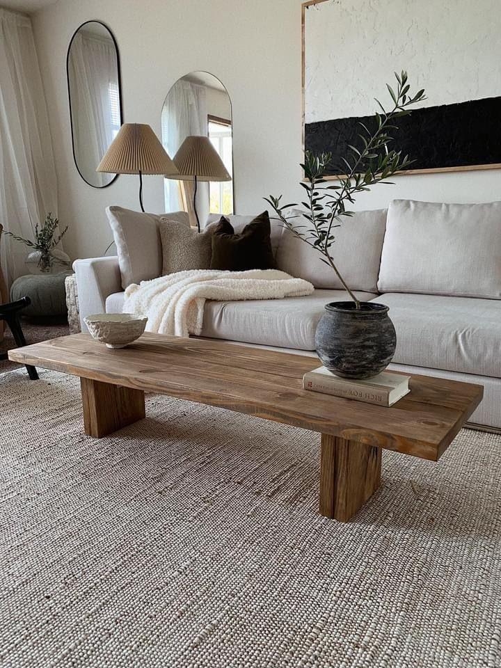 Coffee Table Slab Leg Low Profile Bench Style Coffee Table
