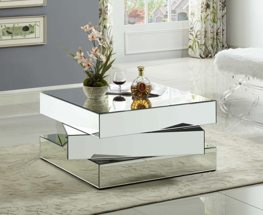 Coffee Table Tiered Blocks Offset Stacking Mirror