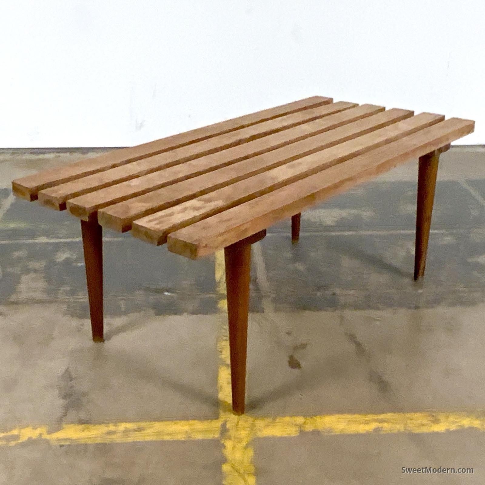 Coffee Table Versatile Use Slat Wood Tapered Leg Table