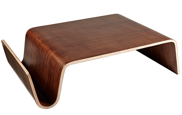 Coffee Table with Integrated Storage Pocket and Bent Plywood