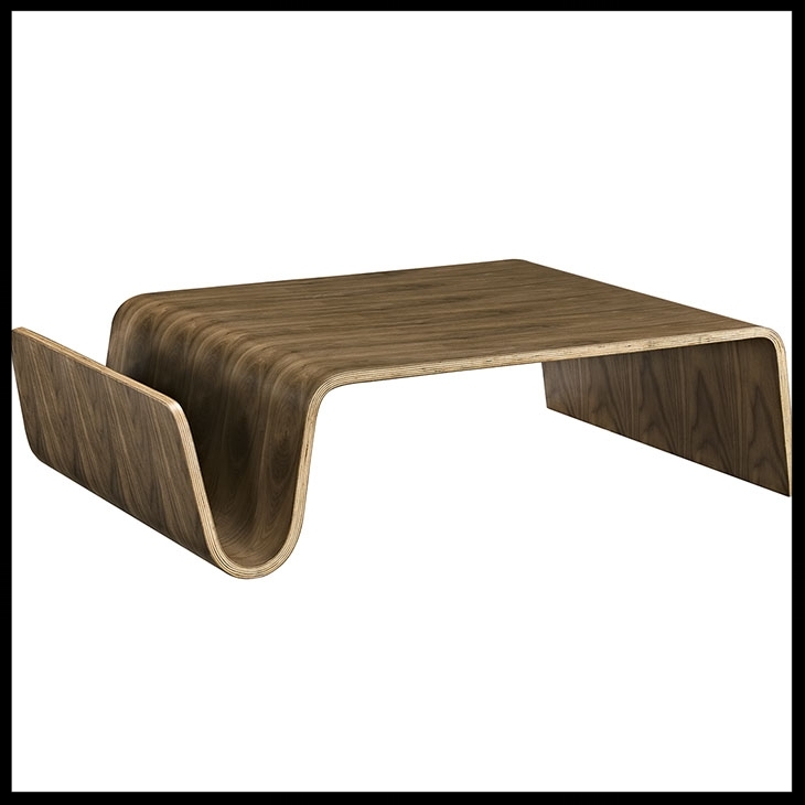Coffee Table with Magazine Holder and Waterfall Bent Plywood