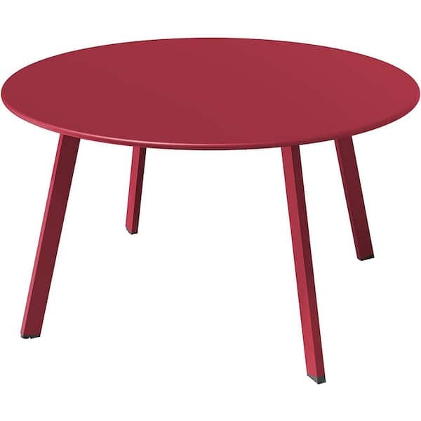 Coffee Table with Matte Red Finish and Three Leg Base