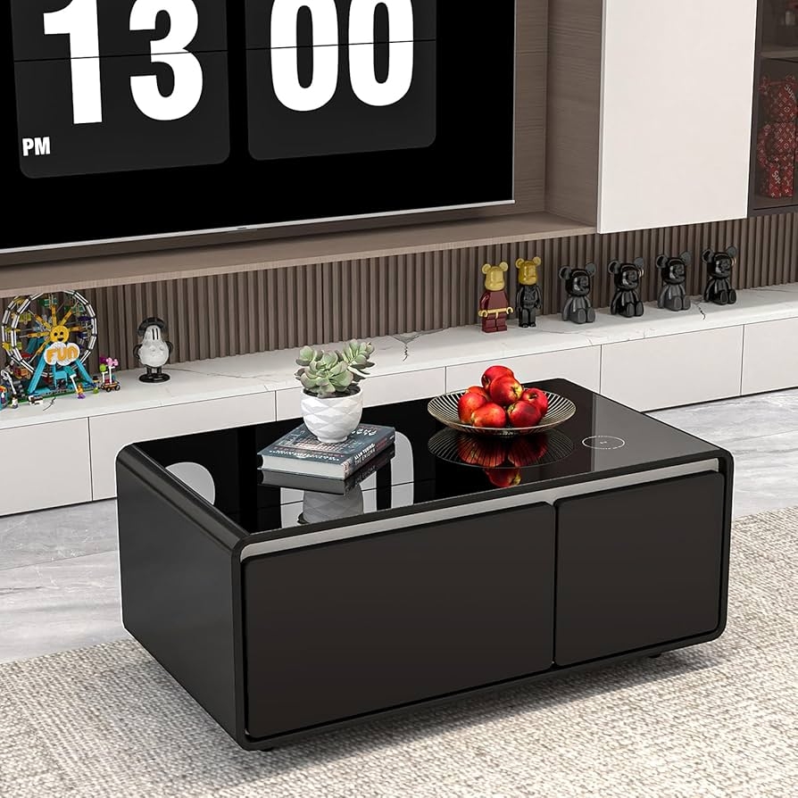 Coffee Table with Rounded Silhouette and Rounded Black Smart Furniture