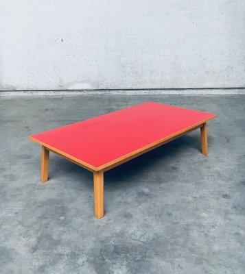 Coffee Table with Tapered Wood Legs and Belgian Red Top