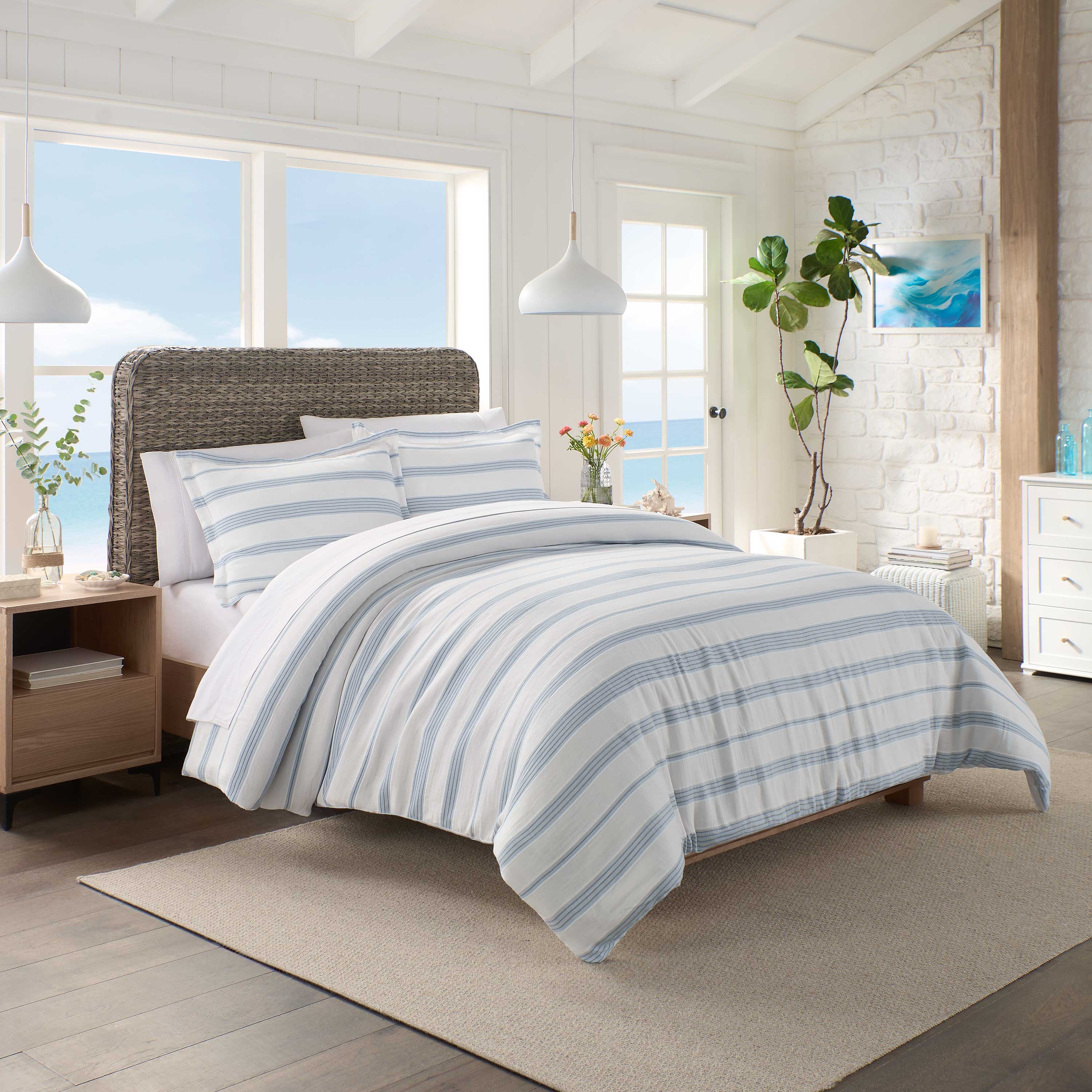 Comforter Set: Woven Headboard Style Coastal Bedroom Decor