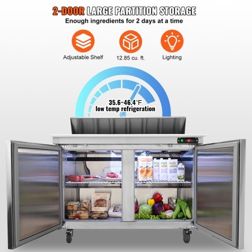 Commercial Prep Table with 12.85 Cu Ft and Commercial Sandwich Prep Table