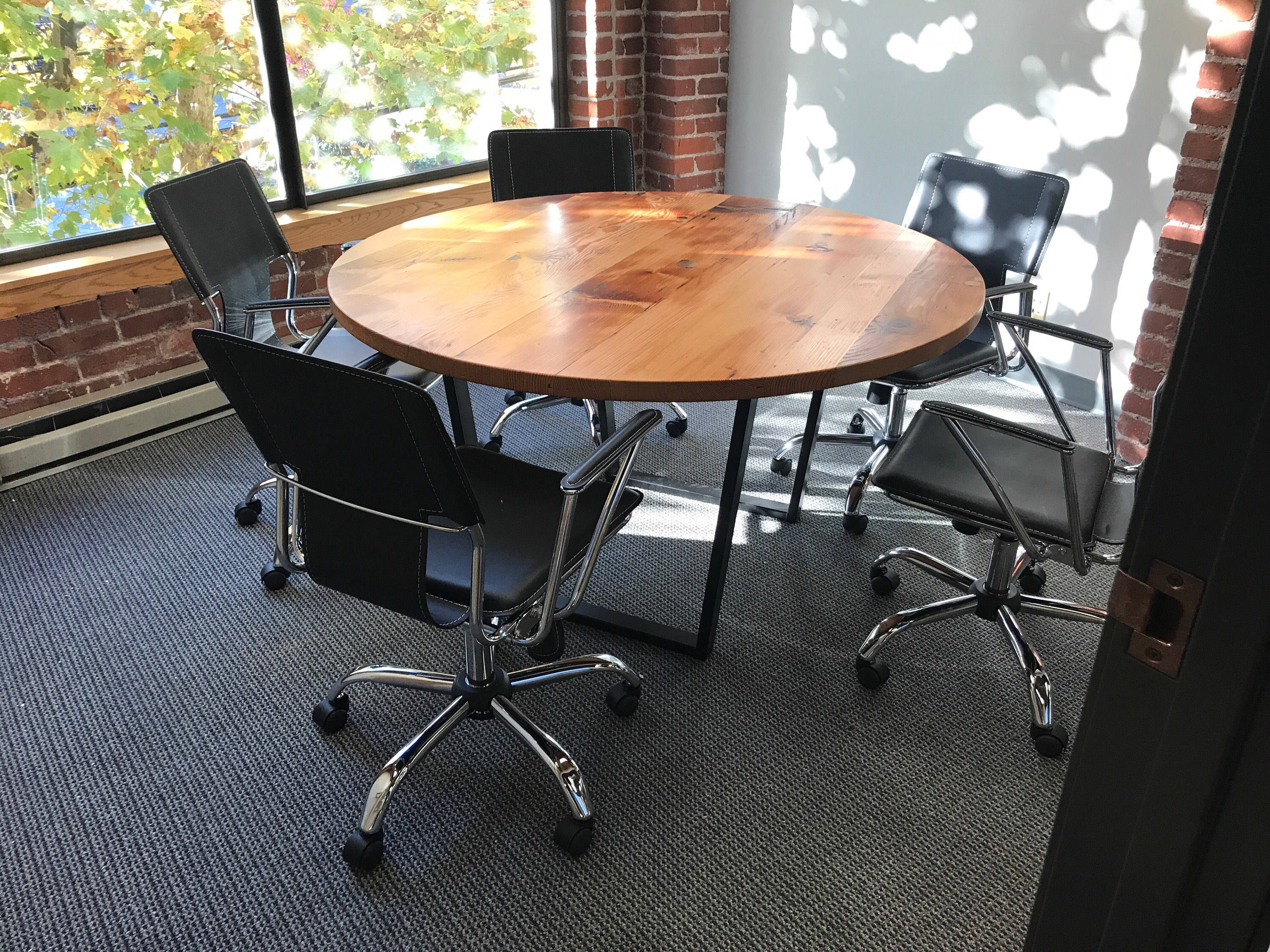 Conference Table Reclaimed Wood Planks Circular Plank Meeting Table