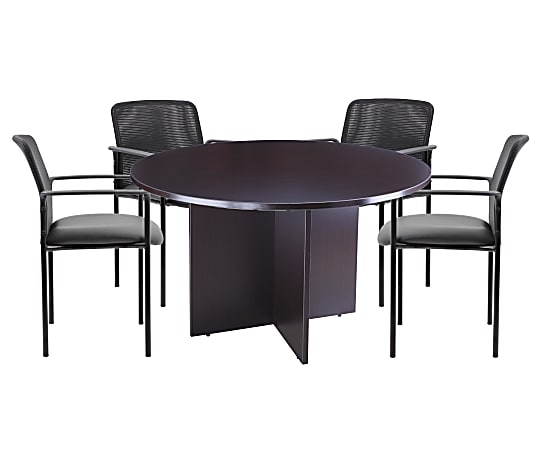 Conference Table Set Mocha Black Mocha Round Meeting Table