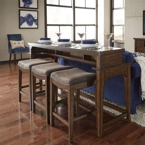 Console Bar Set Integrated Storage Industrial Breakfast Bar