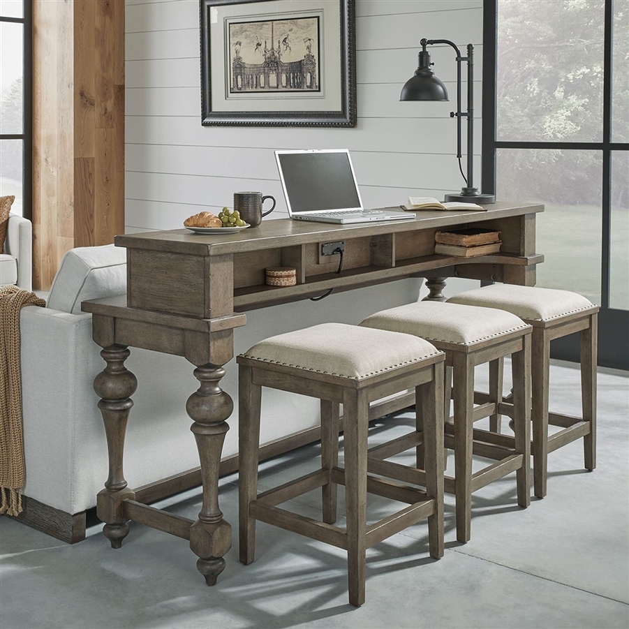 Console Bar Set Turned Legs Americana Farmhouse Bar Set