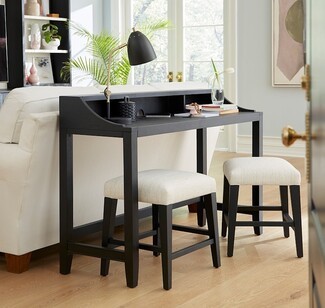 Console Bar Table Curved Side Panels Behind Sofa Desk Set