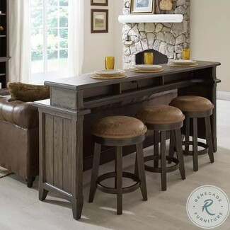 Console Bar Table Saddle Brown Stools Integrated Power Bar