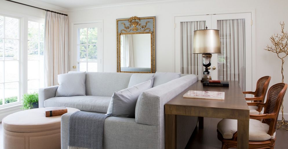 Console Desk: Rattan Cane Back Sofa Desk Combination