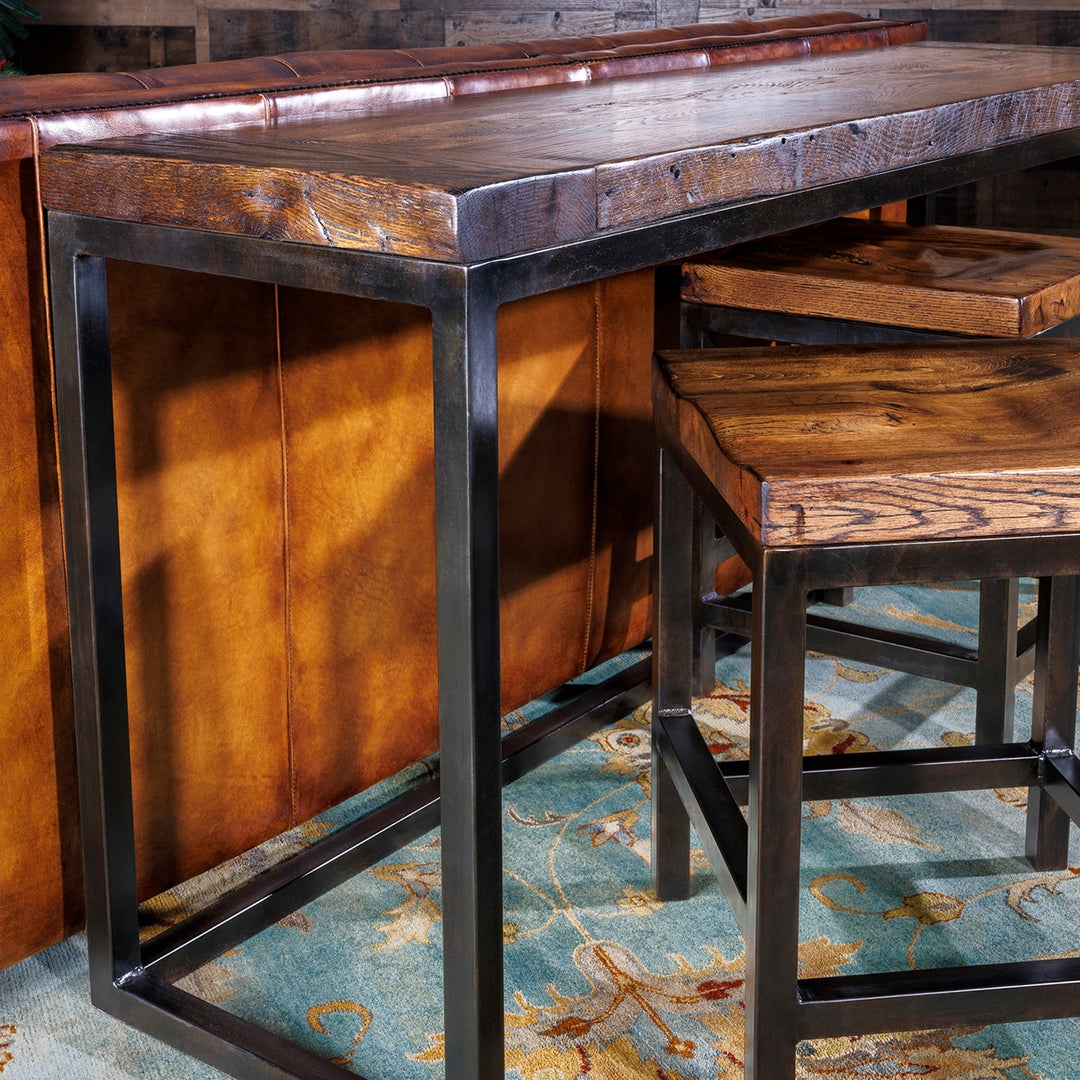 Console Table Chunky Wood Top Metal Sofa Back Table