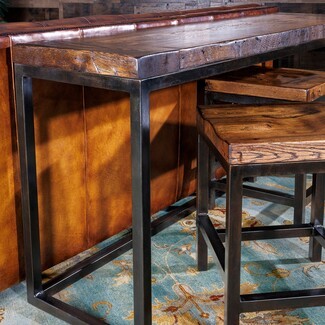 Console Table Chunky Wood Top Metal Sofa Back Table