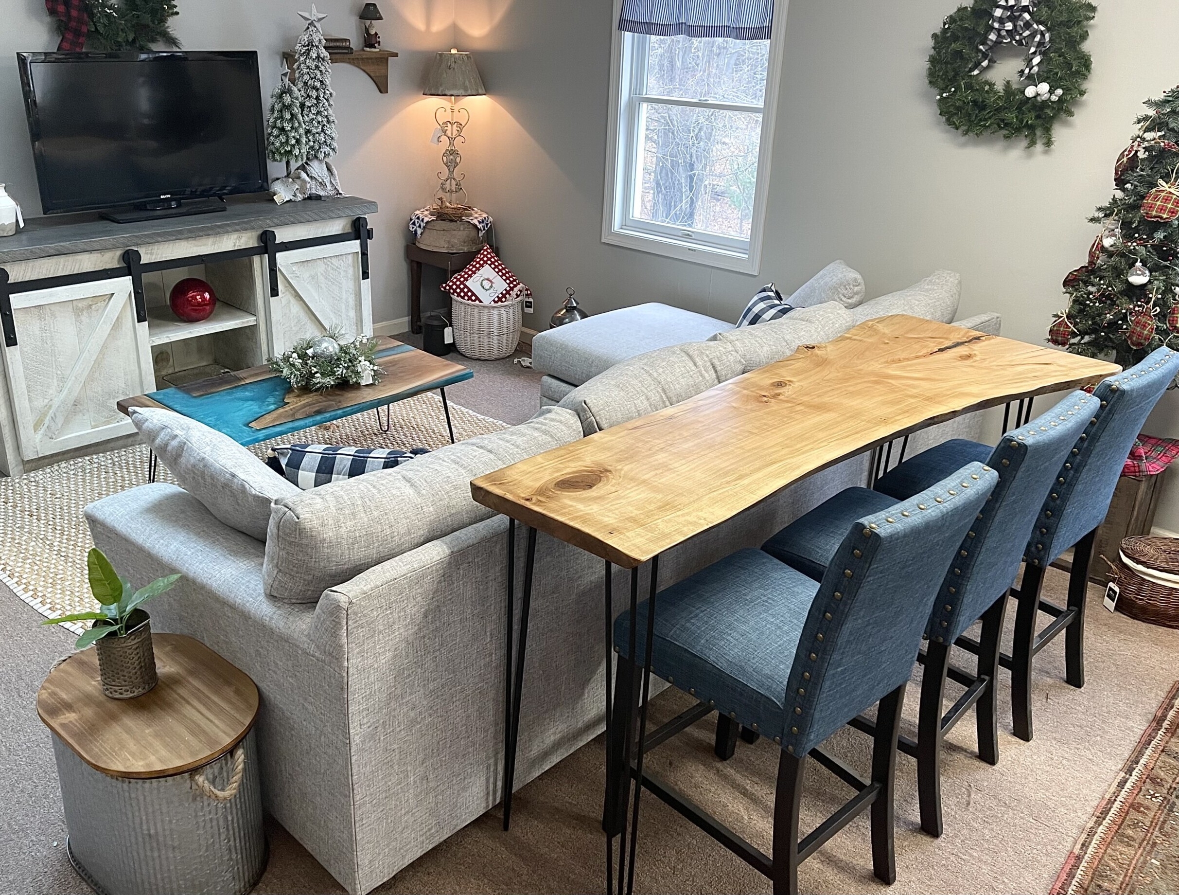 Console Table: Hairpin Legs Live Edge Sofa Table Decor