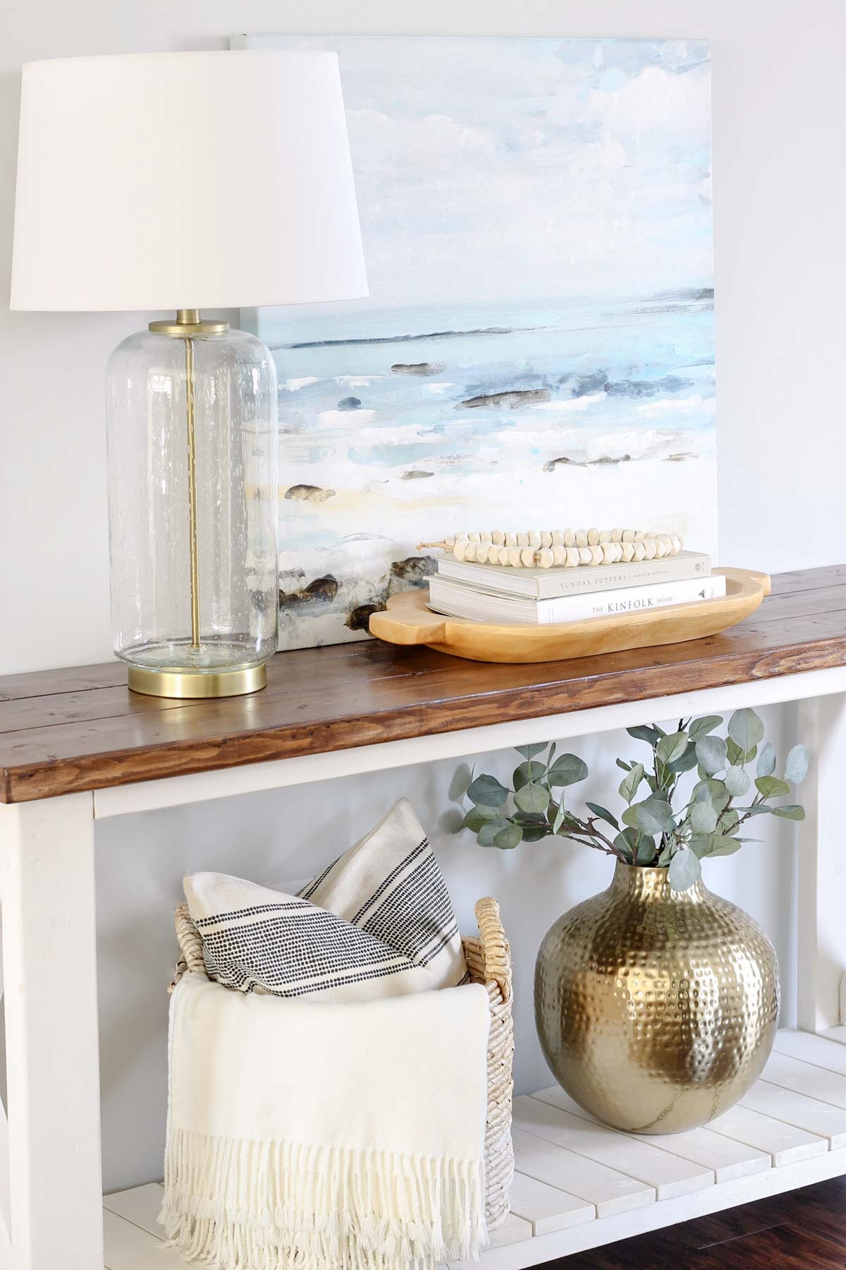 Console Table in Two Tone Wood and Two-Tone Entryway Setup