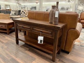Console Table Mahogany Two Drawers Chestnut Brown Entry Table