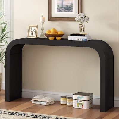 Console Table Matte Black Arch Silhouette Waterfall Design