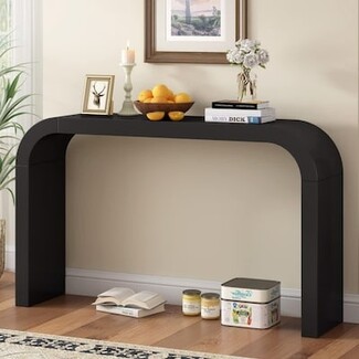 Console Table Matte Black Arch Silhouette Waterfall Design