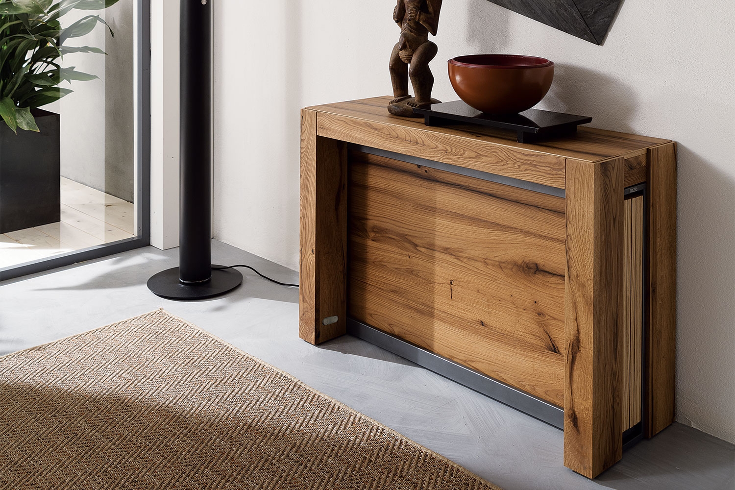 Console Table: Modern Oak with Architectural Wood Frame