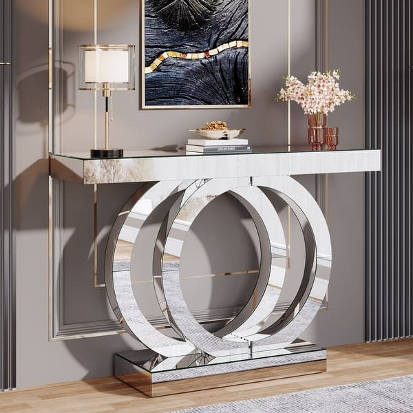 Console Table: Overlapping Rings Base Modern Foyer Furniture