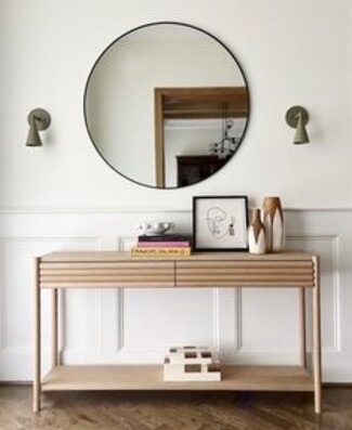 Console Table Ribbed Tambour Drawers Scandi Style Entryway