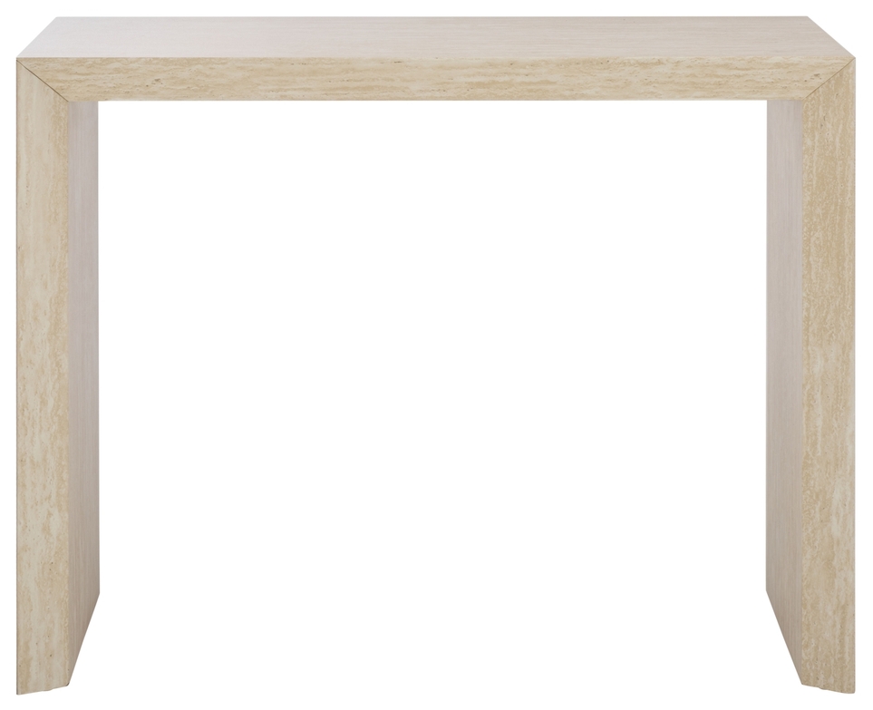 Console Table Stone Like Waterfall Edge U-Shaped Foyer Design
