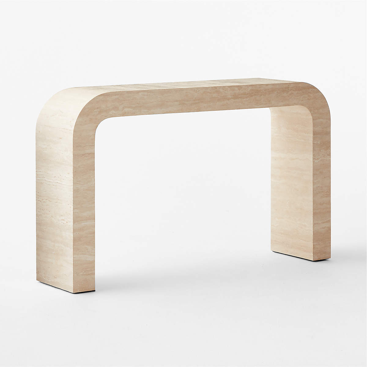 Console Table Travertine Thick Slab Profile Sandy Beige Stone