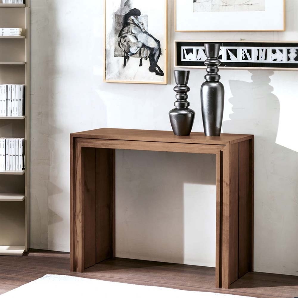 Console Table: Walnut Toned Wood with Nested Frame
