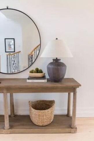 Console Table Weathered Wood Two Tier Shelf Entryway Design