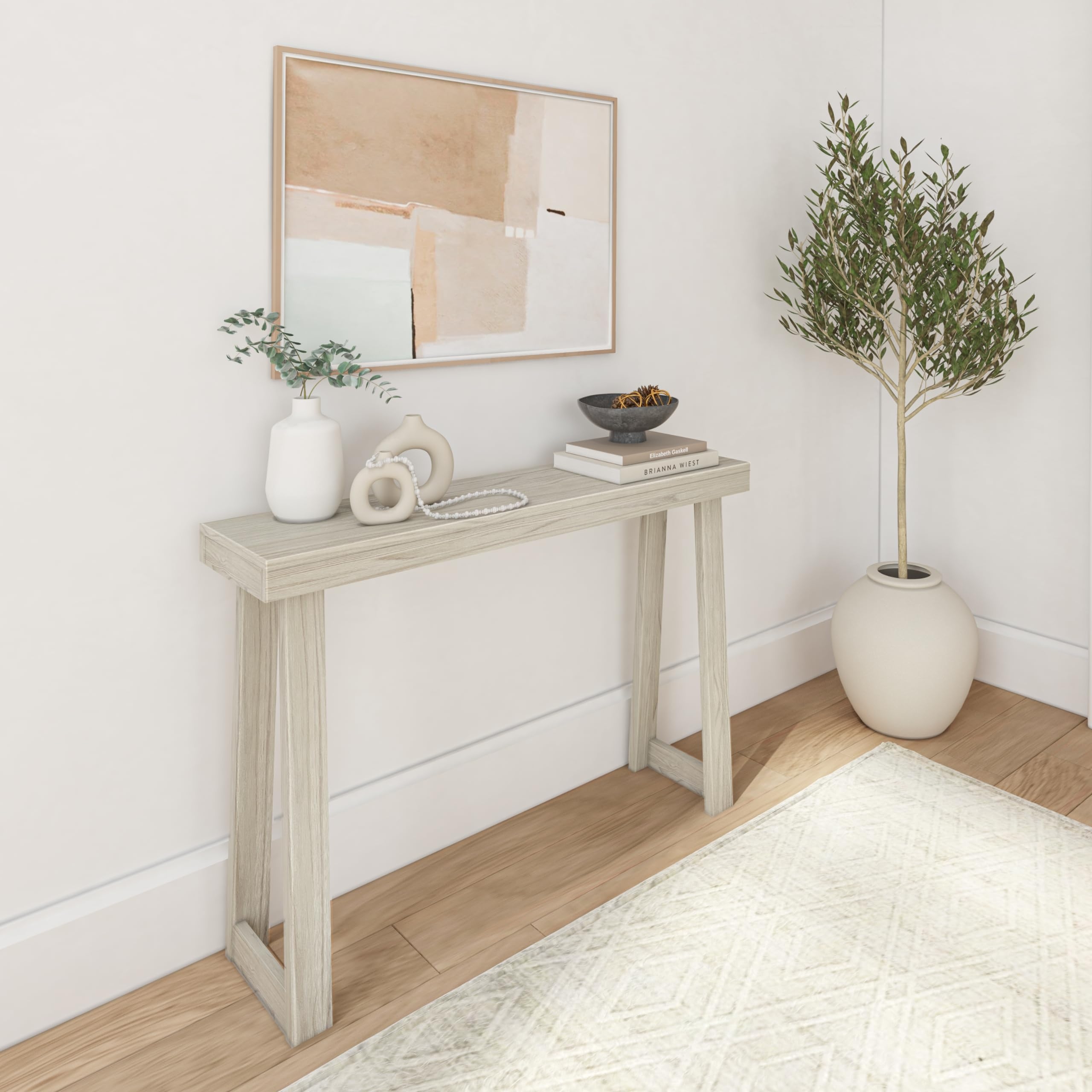 Console Table with A-Frame Legs and White Sand Finish