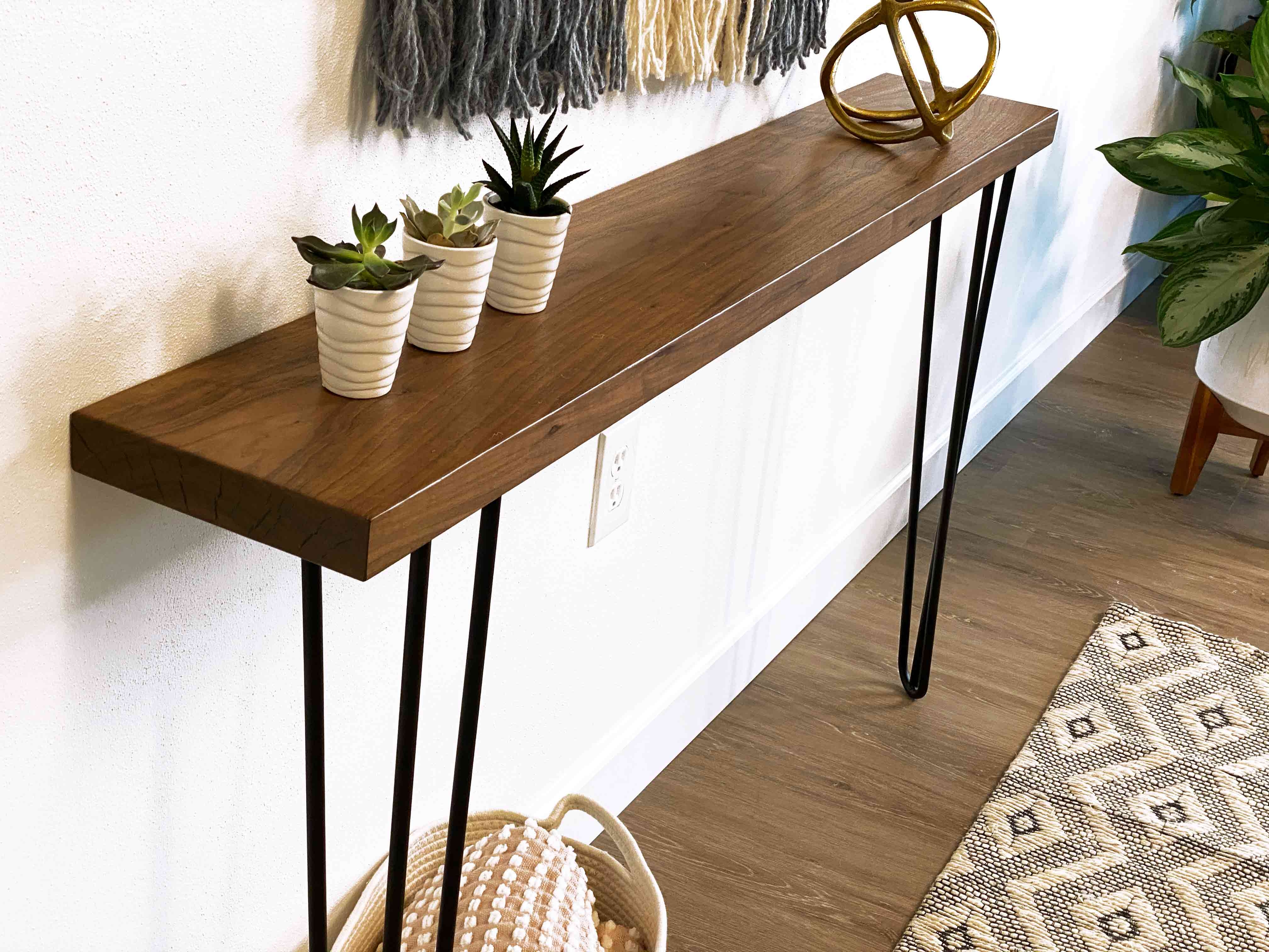 Console Table with Black Hairpin Legs Narrow Profile