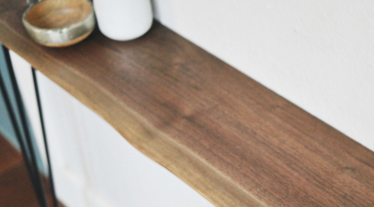 Console Table with Live Edge Wood and Hairpin Legs