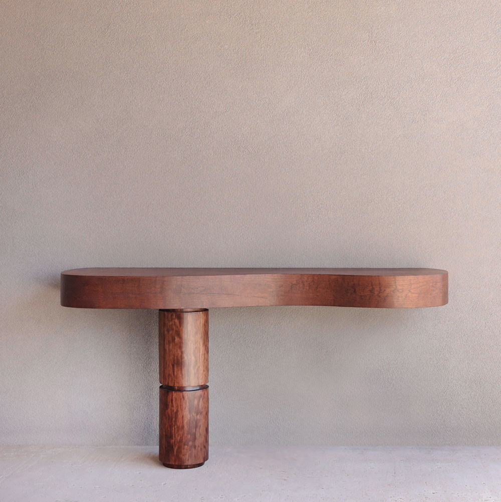 Console Table with Organic Curved Top and Slab Style