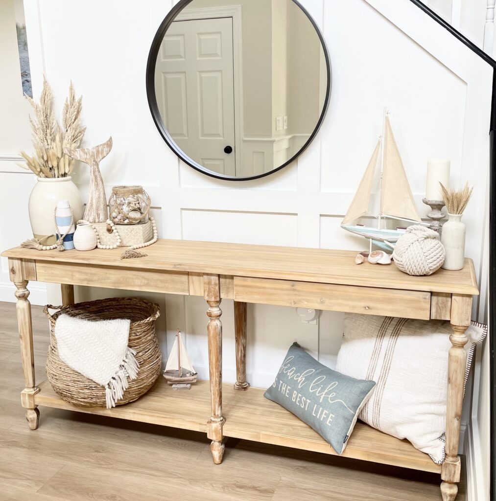 Console Table with Three Drawers and Light Wood Foyer Piece