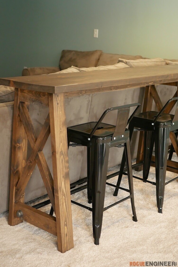 Console Table X-Frame Legs Bar Height Sofa Table Decor
