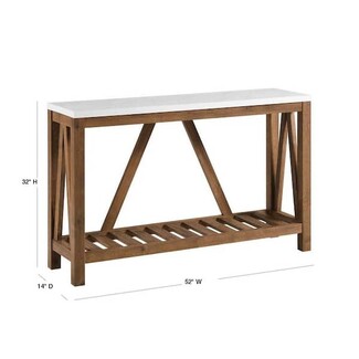 Console Table X-Frame Legs Marble Walnut Contrast 52 Inch W