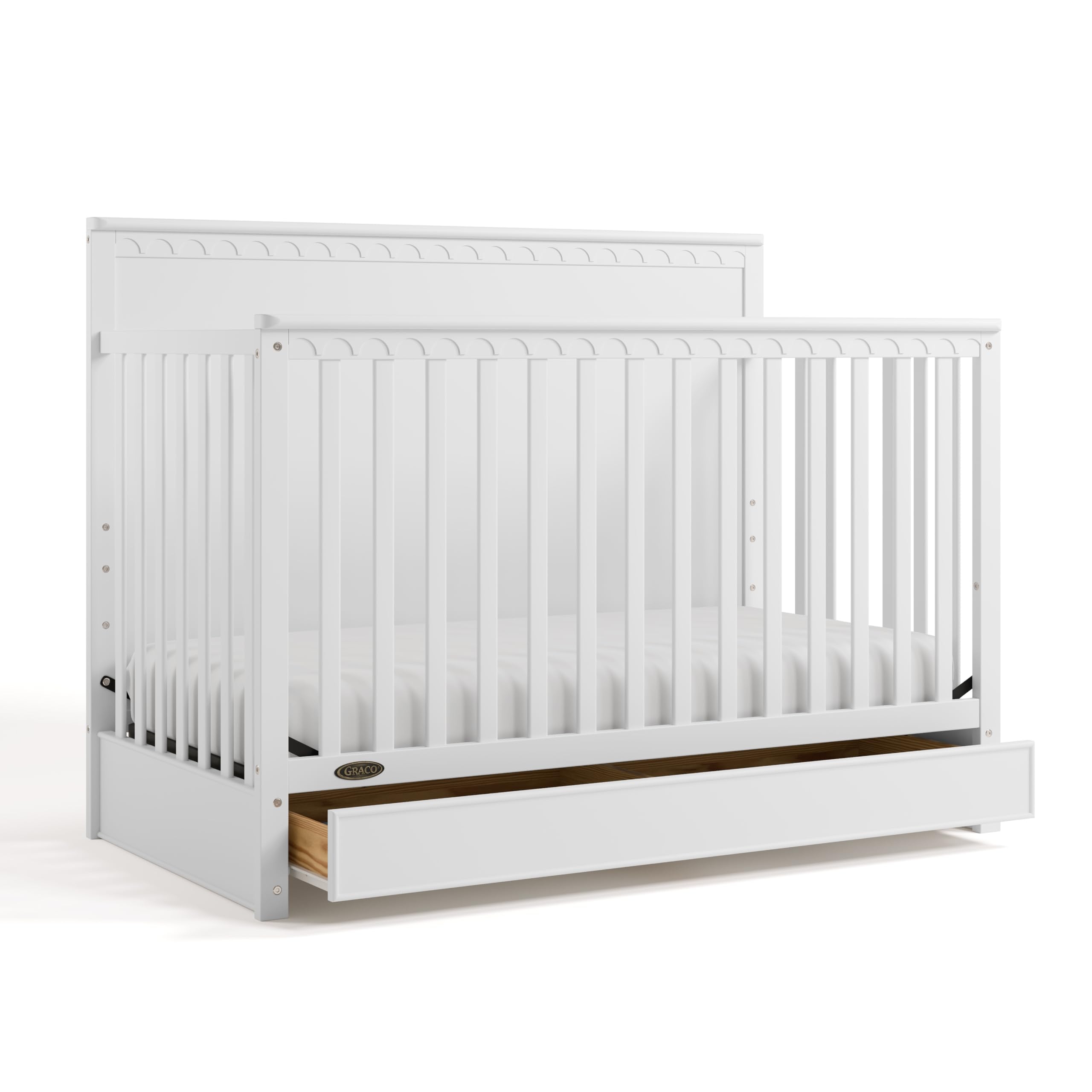 Convertible Crib Arched Molding Trim Underbed Storage Drawer