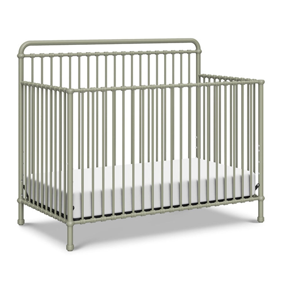 Convertible Crib Sage Green Metal and Decorative Ball Joints