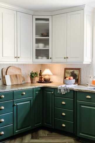 Cordless Lamp Forest Green Cabinets Pleated Shade Mini