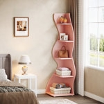 Corner Bookcase Dusty Pink Whimsical Display Shelf Matte