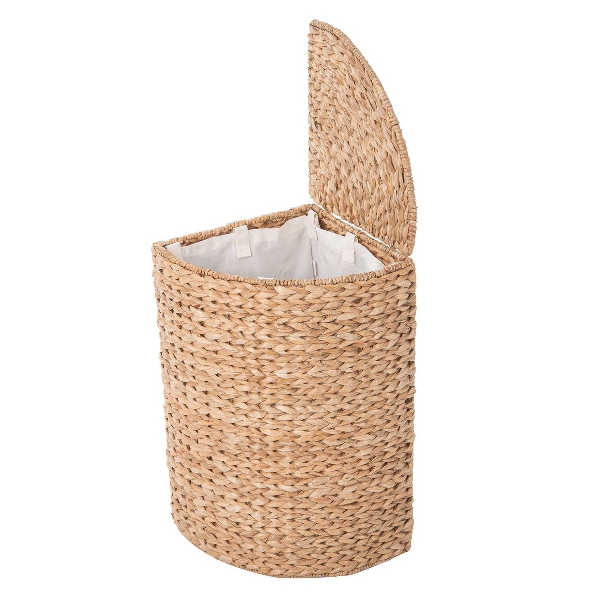 Corner Hamper: Pie Shape Natural Seagrass wedge shaped hamper with lid