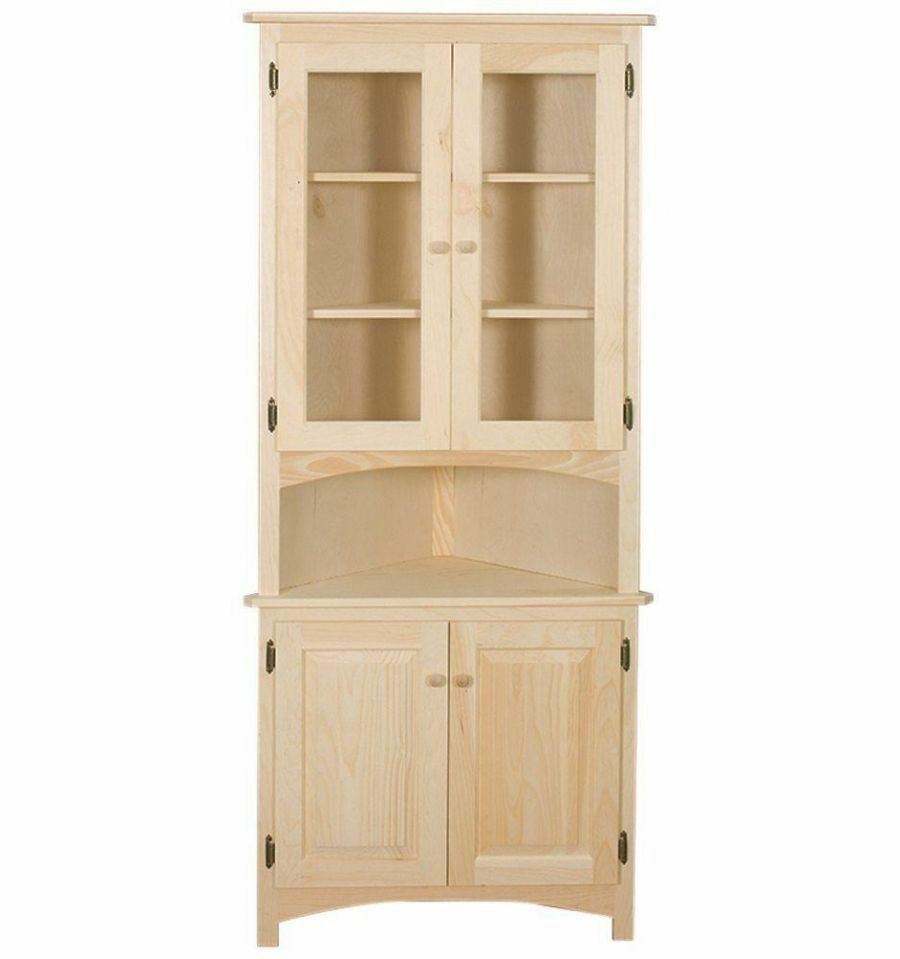 Corner Hutch with Unfinished Pine and Handmade Look