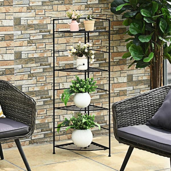 Corner Plant Stand Corner Fit Five Tier Space Saving Garden Shelf