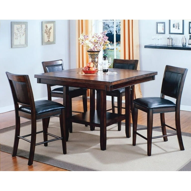 Counter Height Table Set: Espresso with Storage Shelf