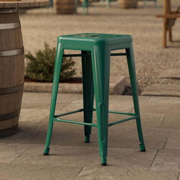 Counter Stool Emerald Green Metal Industrial Counter Seating