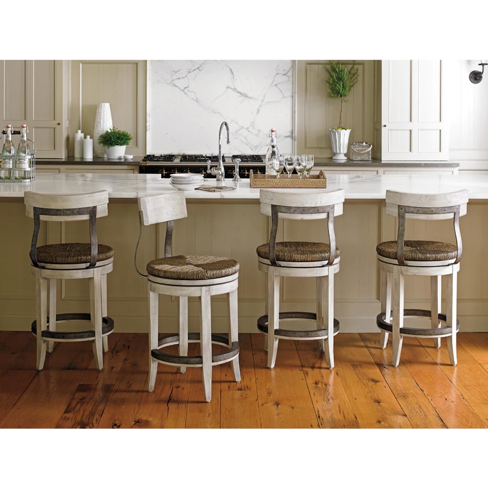 Counter Stool featuring Metal Back Supports and Rush